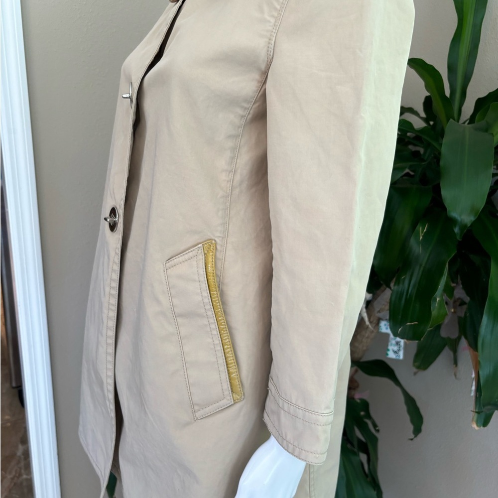 Coach Tan Trench Coat with Notched Lapel - Picture 6 of 15